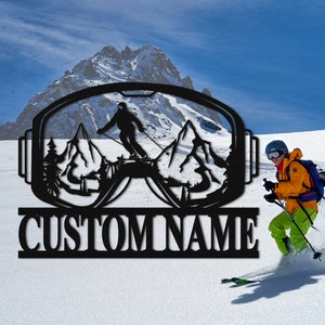 Skiing Metal Sign Personalized,Custom Metal Skiing Decor,Skiing Monogram Sign,Snow Skiing Sign,Skier Gift,Ski Home Decor,ski resort decor