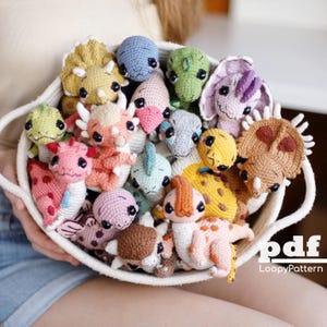 15 in 1 Dinosaurier Häkelanleitung, süße Dino-Häkelsammlung, Geschenk für Baby, Amigurumi Häkelanleitung