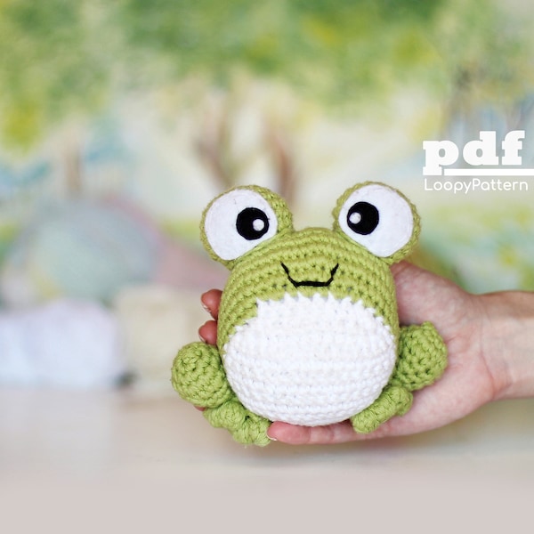 Crochet pattern frog, DIY Amigurumi Frog pattern, PDF Digital Download, cute green frog easy ENGLISH pattern