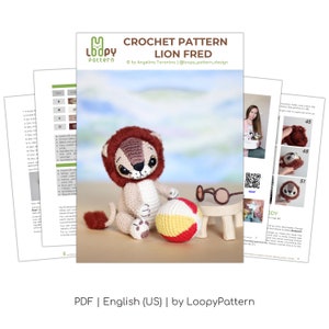 Crochet pattern Lion, DIY amigurumi lion toy tutorial, PDF Digital Download, diy sunglasses for doll, crochet beach ball, safari animal image 10