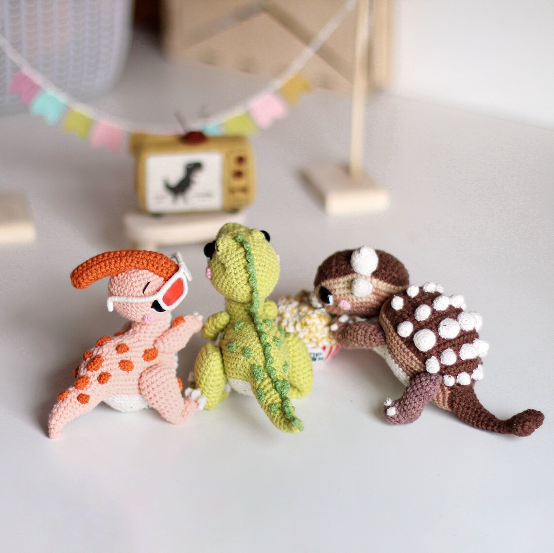 3 in 1 Crochet Pattern Dinosaurs #2 Amigurumi Toy, Ankylosaurus Toy ...