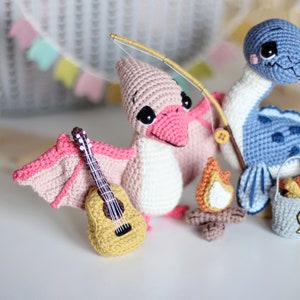 3 in 1 Häkelanleitung Dinosaurier 3 Amigurumi, Dilophosaurus, Pterodaktylus, Plesiosaurus, Pdf-Muster Bild 10