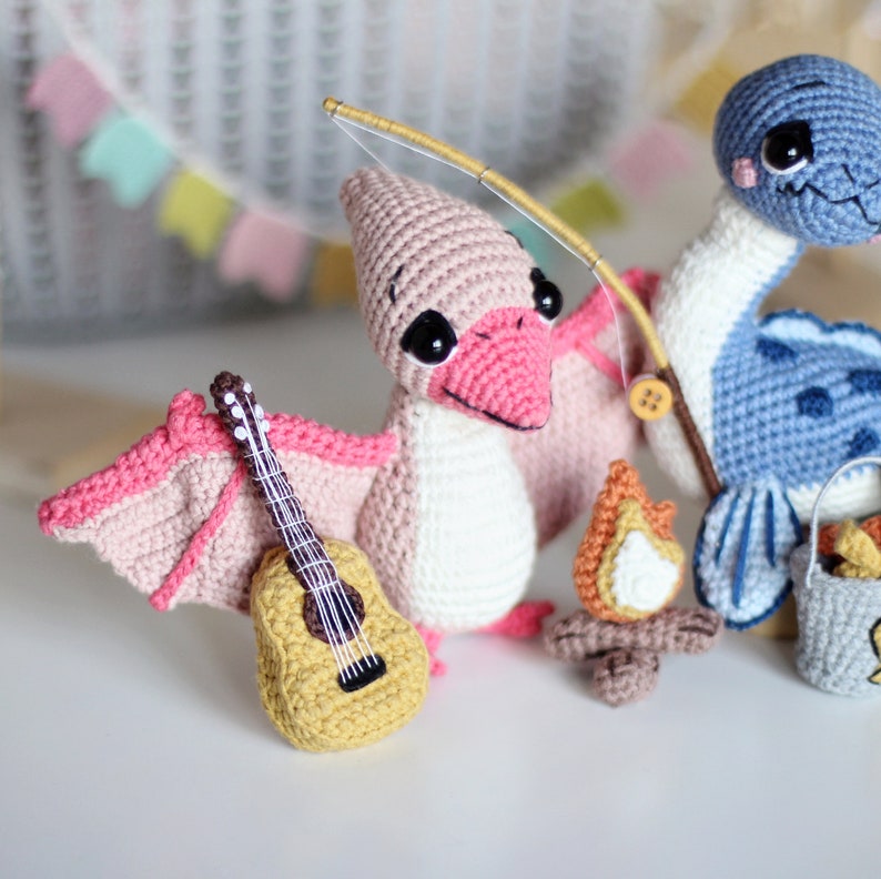 3 in 1 Häkelanleitung Dinosaurier 3 Amigurumi, Dilophosaurus, Pterodaktylus, Plesiosaurus, Pdf-Muster Bild 10