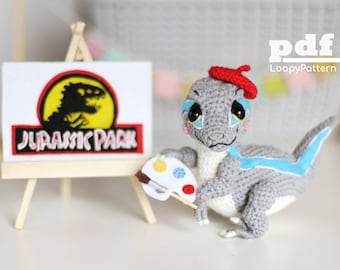 Crochet pattern dinosaur amigurumi Velociraptor blue, PDF Digital Download, DIY toy tutorial, Jurassic world dinosaur toy