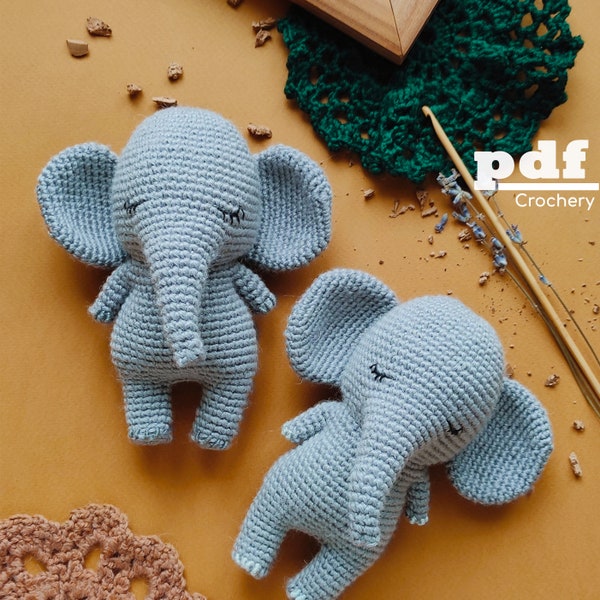 Elephant Chamsi Amigurumi Pattern PDF Crochet Tutorial Minimalist Toy Sweet African Stuffed Animal by Crochery