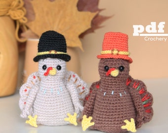 Easy PDF Tutorial For Crochet Turkey. DIY Thanksgiving Gift Cute Amigurumi Bird Pattern by Crochery