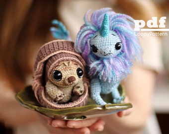 2 in 1 crochet pattern dragon and armadillo amigurumi toy, PDF Digital Download, cute dragon toy, amigurumi hedgehog for baby