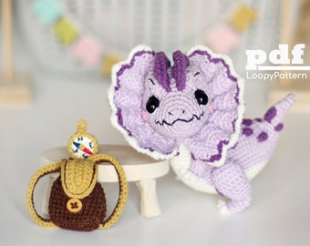 Crochet pattern dinosaur Dilophosaurus amigurumi, PDF Digital Download, DIY toy tutorial