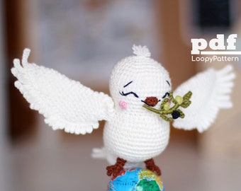 Paloma de la paz a crochet, Descarga digital PDF, Patrón pdf paloma amigurumi a crochet, Patrón de pájaro lindo fácil para principiantes