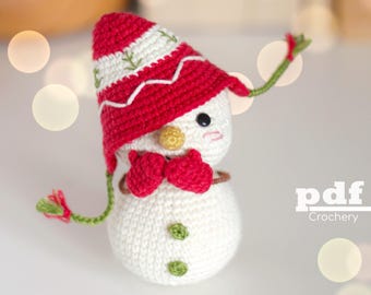 かぎ針編みの雪だるま編みぐるみのパターン - CrocheryによるPDF冬の
