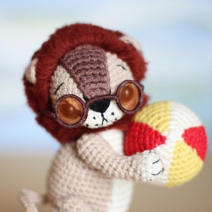 Crochet pattern Lion, DIY amigurumi lion toy tutorial, PDF Digital Download, diy sunglasses for doll, crochet beach ball, safari animal image 3