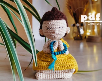 Petit motif bouddha amigurumi. Tutoriel PDF sur la poupée au crochet. Décoration d'autel DIY Joli moine par Crochery
