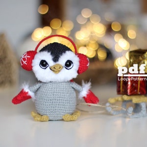 Pinguino all&#39;uncinetto PATTERN giocattolo amigurumi, decorazioni natalizie per la casa, tutorial PDF facile fai da te, grazioso regalo di Natale per neonati