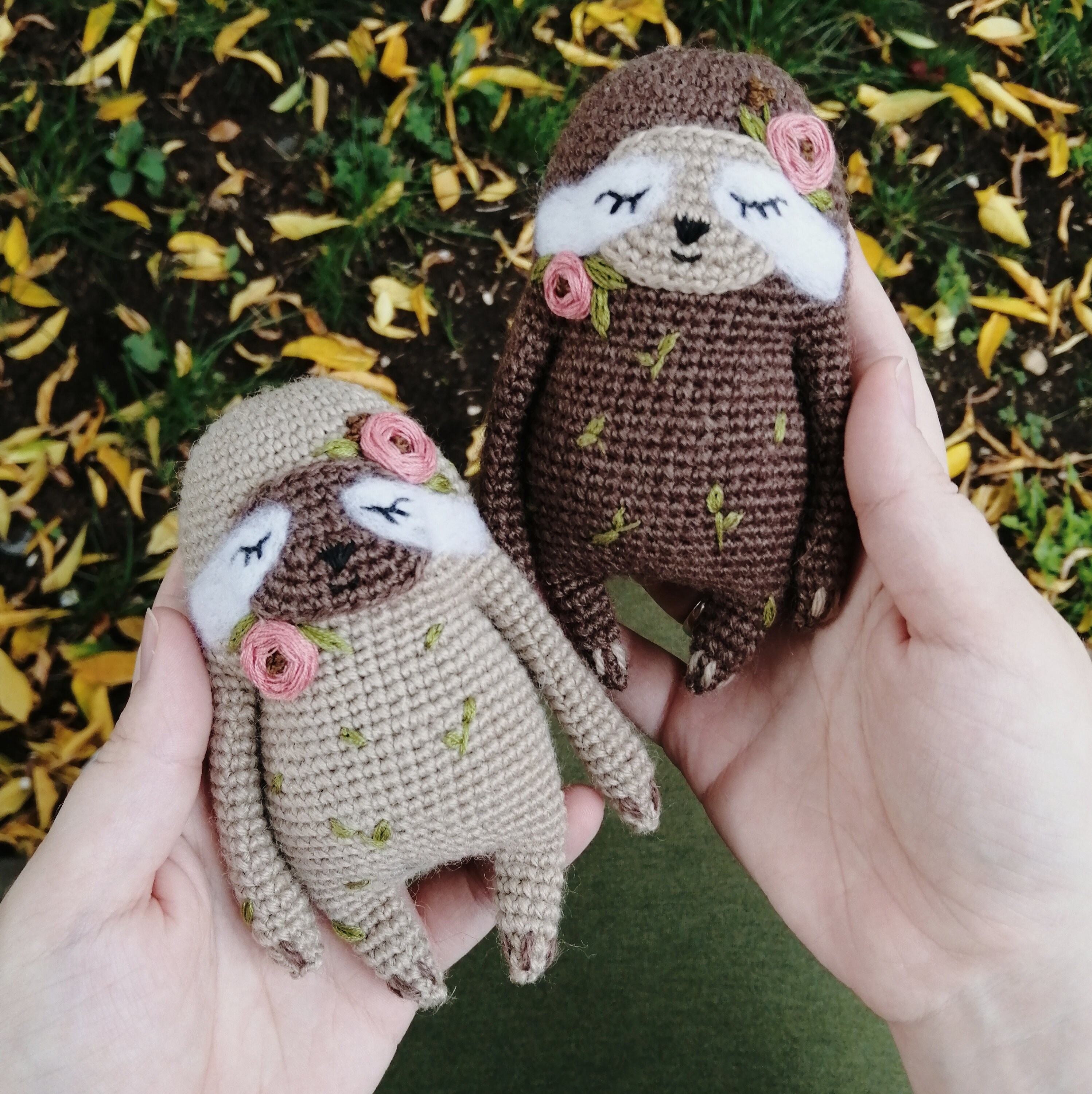Amigurumi Pattern Sloth With Floral Embroidery Tutorial Peony. PDF ...