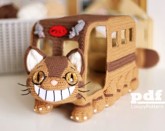 Crochet pattern Catbus amigurumi toy, anime cat pdf digital pattern, kawaii appa tutorial, cute anime toy My neighbour Totoro