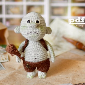 Crochet Troll Granok Pattern PDF – Funny Fantasy Creature Amigurumi, Bald Troll with Club, Whimsical Toy Doll, DIY Gift Idea