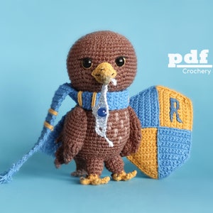 Eagle Ravenna Magic School Pendant Crochet Pattern. Amigurumi Wizard Toy PDF Tutorial by Crochery