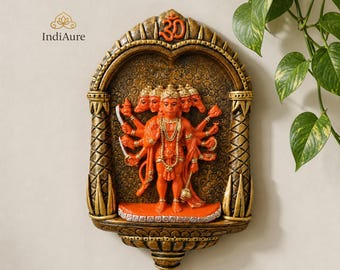Resin Panchmukhi Hanuman Wall Hanging with Om | Vastu Decor Plate