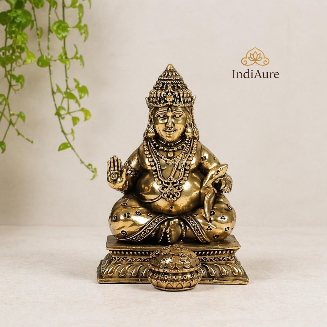 Brass Kuber Idol – Lord Kubera Statue for Wealth, Prosperity & Vastu ...