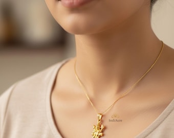 Micro Gold Plated Hanuman Locket | Traditional Ethnic Hindu Pendant Jewelry for Women