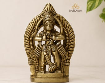 Brass Hanuman Idol Showing Sita Ram Heart – Bajrangbali Murti for Puja Room & Mandir Decor