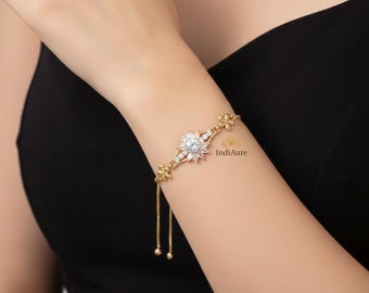 Rose Gold Moissanite Bracelet for Women, Adjustable Anti-Tarnish , Fine Jewelry