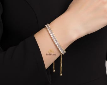 Rose Gold  Moissanite Bracelet for Women, Adjustable Bracelet, Anti Tarnish Fine Jewelry Gift