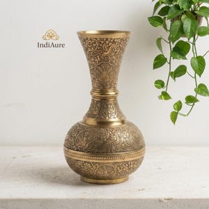 真鍮製フラワーベース 8インチ | 手作りのビドリポット | アンティーク調装飾