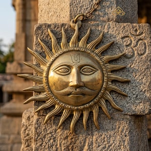 Messing Sonnengott Statue 26 cm | Surya Dev Vastu Idol für Heim & Büro Dekor