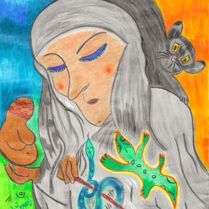 Earthkeeper Een afbeelding om direct te downloaden; Ik heb dit schilderij met liefde voor heksen en alle magische vrouwen geschilderd!