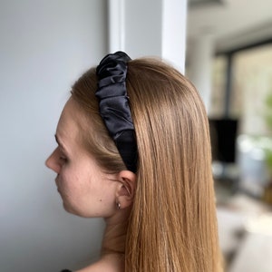 Silk Wide Headband | 3cm Wide Ruffled Headband | 100% 6A Grade Mulberry Silk Hair Band | Silk Headbands for Women | Gift for Her