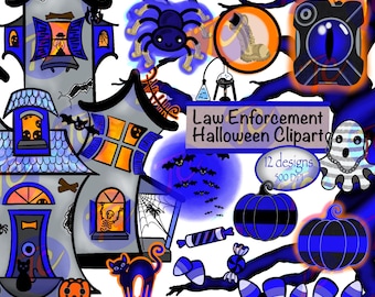 Halloween Law Enforcement Clipart: Haunted Jailhouse, Ghost (12 PNG Files) (Digital Download)