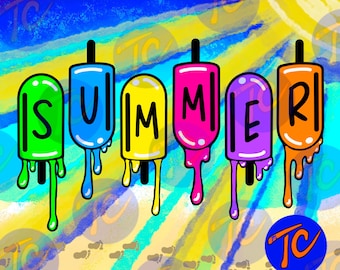 Summer Sun Colors Popsicle Beach Tumbler Design (Digital Download)