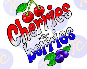 Cherries & Berries Digital Download ~ PNG clipart transparent background ~ 2”x 2” ~ Law Enforcement ~ Cops ~ Red and blues