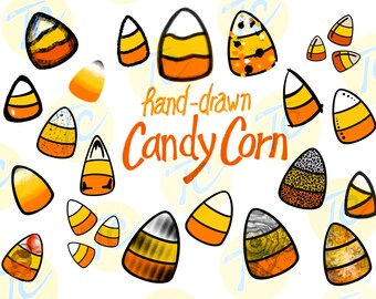 Hand-drawn Candy Corn PNG Instant Download Doodle