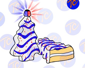 Christmas Snack Cake PNG: Law Enforcement Red & Blue (Digital Download)
