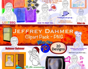 Jeffrey Dahmer Clipart Pack ~ Serial Killer ~ Cannibal ~ Digital Download PNG 20 designs