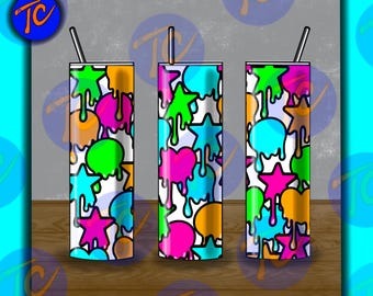 Retro Drip Paint Neon Shapes Tumbler Design