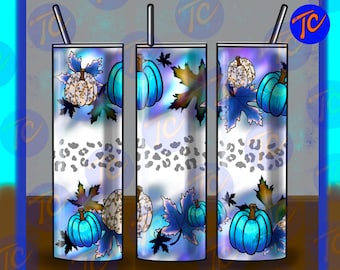 Blue Pumpkin Leopard 20oz Tumbler Wrap (Digital Download)