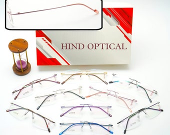 Fashionable Titanium Rimless Clear Lens Frames For Men And Women | Rectangle Wire Eyeglasses | Lightweight Comfortable Design Eyewear