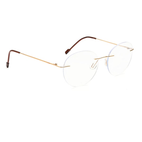 Runde randlose Blaulichtbrille | Verschreibungspflichtige Lesebrillen | Rahmenlose Computerbrille