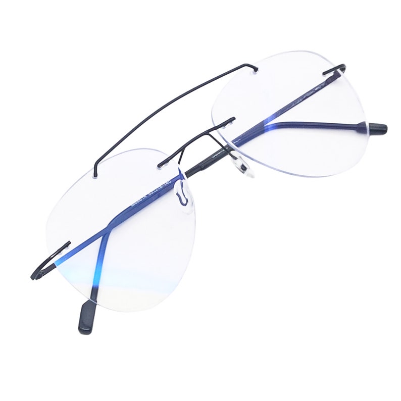 Blue Light Blocking Glasses - Rimless Aviator Style - Eye Strain Relief