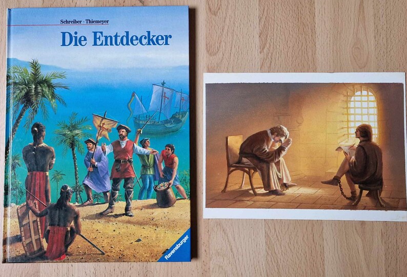 Originalillustration aus: Die Entdecker Schreiber / Thiemeyer, Ravensburger 1992 Bild 3