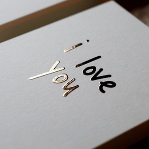 Carte dorée « Je t'aime » - Format A6, papier biotop 300 g