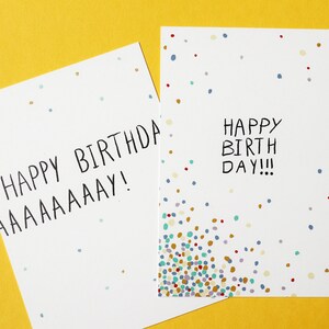 Ensemble duo de cartes « Joyeux anniversaire » avec des confettis - Format A6, imprimé sur du papier 100 % recyclé