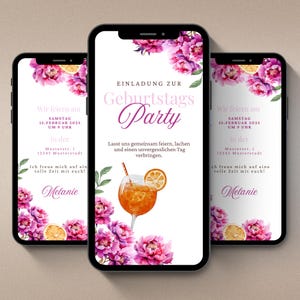 Whatsapp birthday invitation for an Aperol cocktail party | Digital invitation | Personalized mobile eCard template for instant download