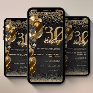 Digitale Einladung zum 30. Geburtstag | Whatsapp Einladung | eCard
