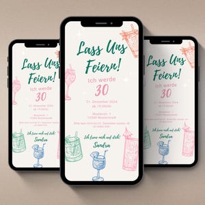 Digitale Einladung zum Geburtstag Cocktails | Whatsapp Einladung | eCard