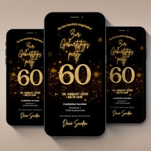 Digitale Einladung zum 60. Geburtstag | Whatsapp Einladung | eCard | Video Einladung animiert