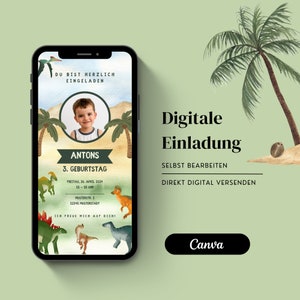 Digital invitation children's birthday | Whatsapp invitation | customizable | eCard | Dino